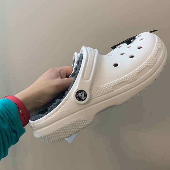 White Fur-Lined Crocs - Picture 2 of 11